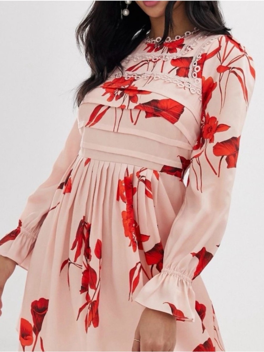Ted Baker Malaani Fantasia Floral Smock Mini Dress Pink Chiffon Size 4 (US 12)